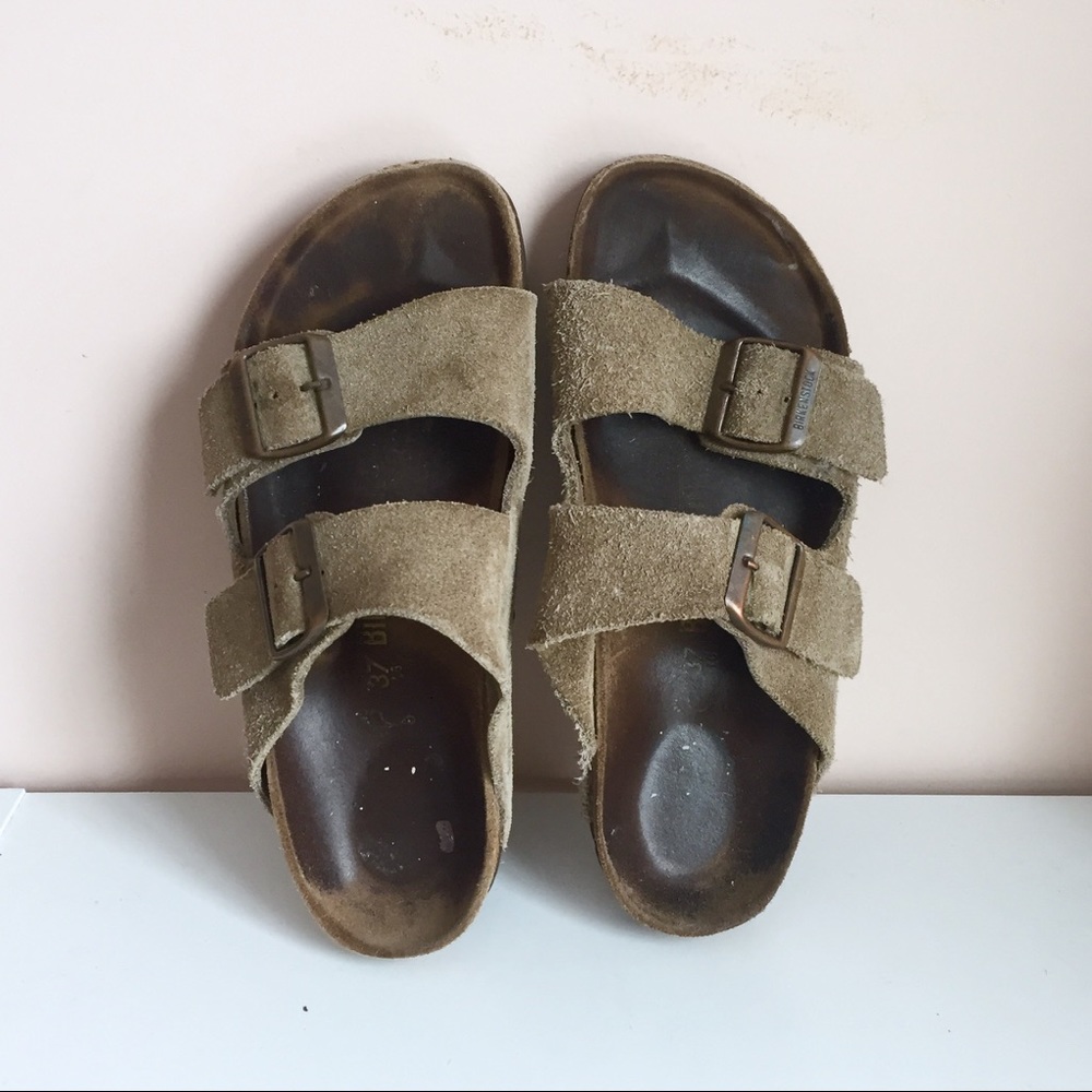 olive suede Birkenstocks